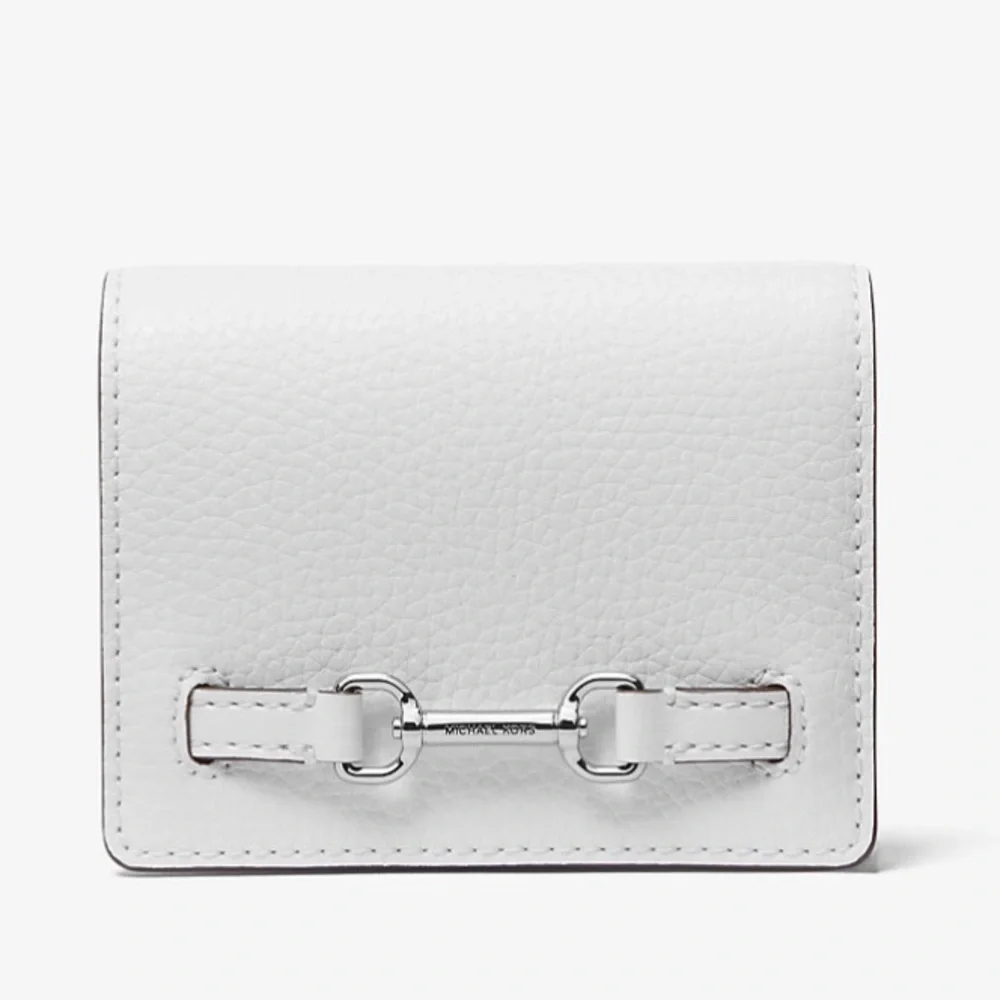 MICHAEL KORS Carson Small Pebbled Leather Wallet Optic White  NWT